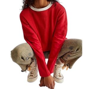 Free People We The Free Red Jayson Ringer Tee Size Small